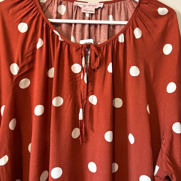 NWT Terracotta/Burnt Orange Polka Dot Shirt 2X Plus - Picture 2 of 7
